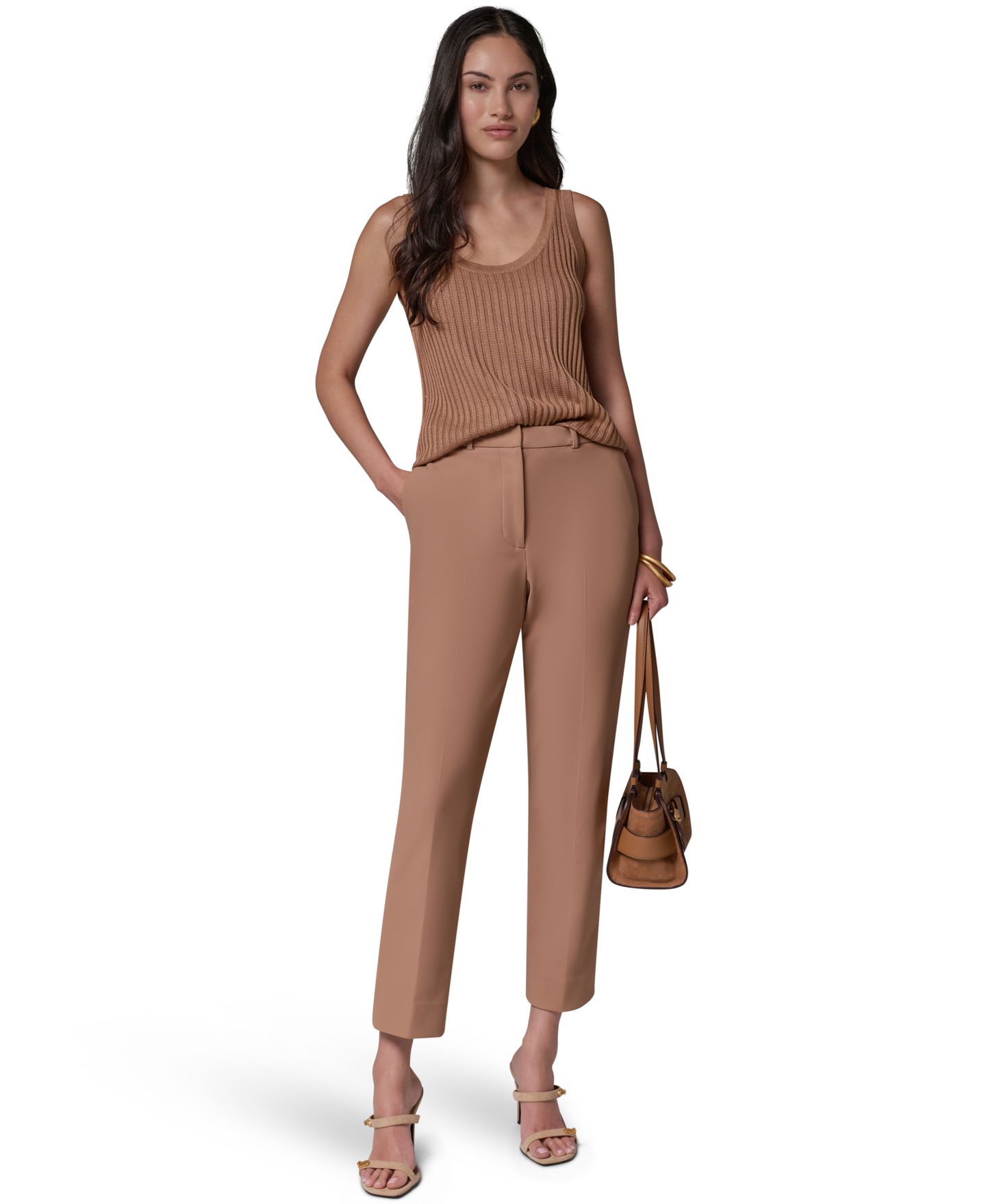 Женские брюки Donna Karan New York Straight-Leg Flat-Front, цвет: Верблюжий — фото 3