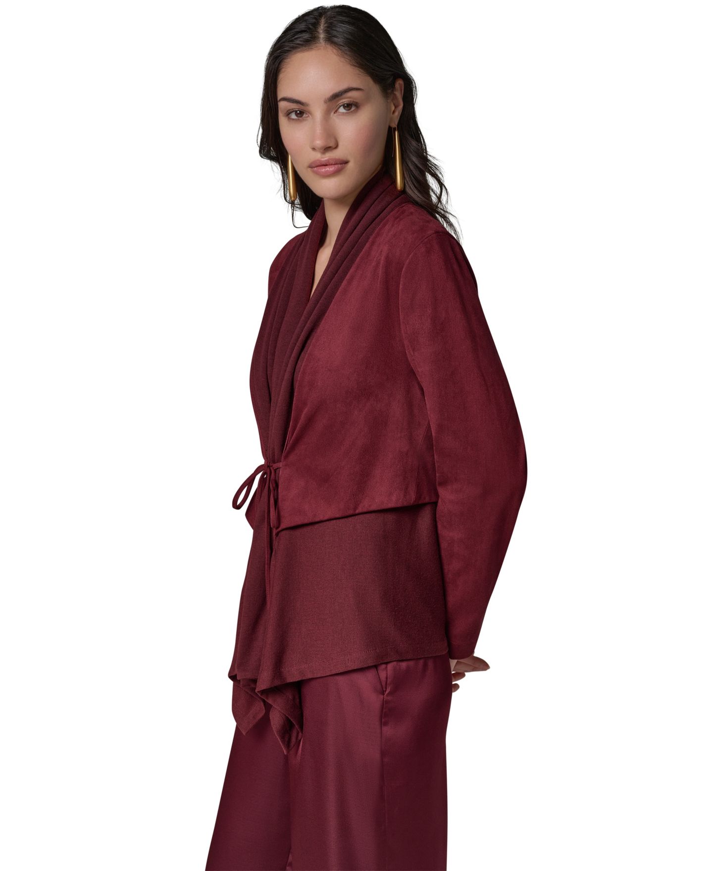 Женская куртка Donna Karan New York Mxd Media Mixed-media Shawl Collar, цвет: Чёрный вишнёвый — фото 6