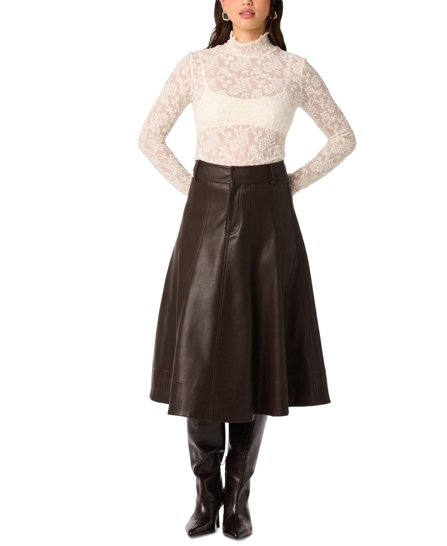 Женский топ ASTR the Label Kyra Long-Sleeve Sheer Mesh Floral-Print, цвет: Слоновая кость — фото 2