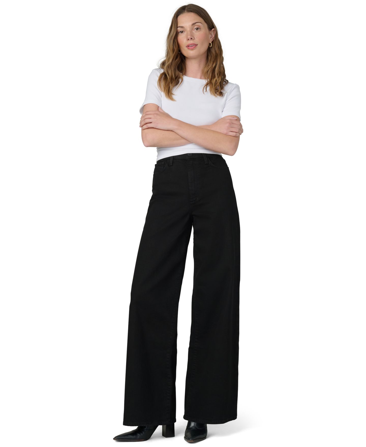 Женские джинсы Joe's Jeans Mia с высокой талией, широкие, для невысоких, цвет: Чёрный — фото 2