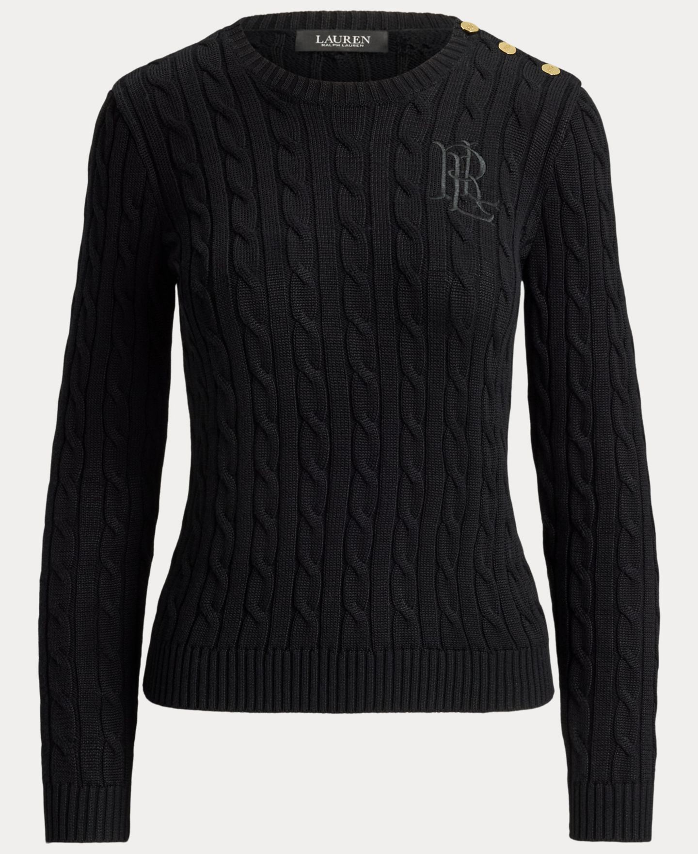 Женский свитер Lauren Ralph Lauren Button-Trim Cable-Knit, цвет: Чёрный — фото 5