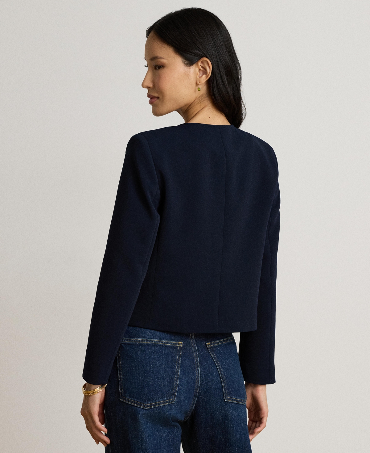 Lauren Ralph Women's Sable Crepe Double-Breasted Cropped Jacket