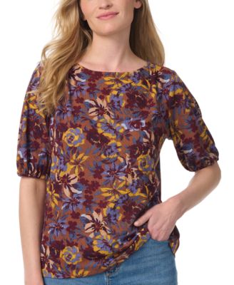 Women's Tyler Boat-Neck Elbow-Sleeve Print T-Shirt