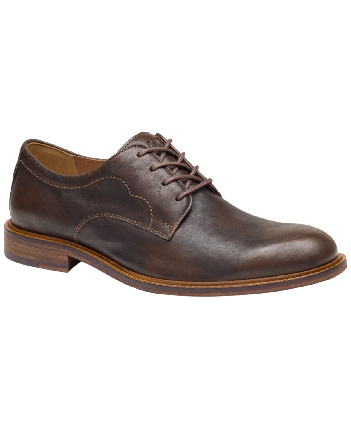 Johnston & Murphy Men's Ripley Plain Toe Lace-Up Leather Oxford - Dark Brown Bomber Leather