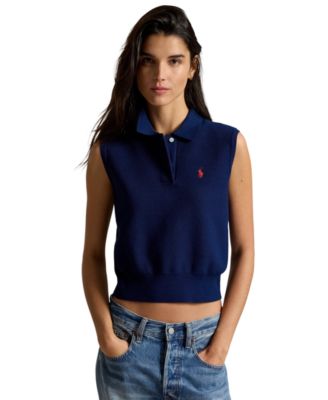 Women's Ribbed Collar Sleeveless Sweater