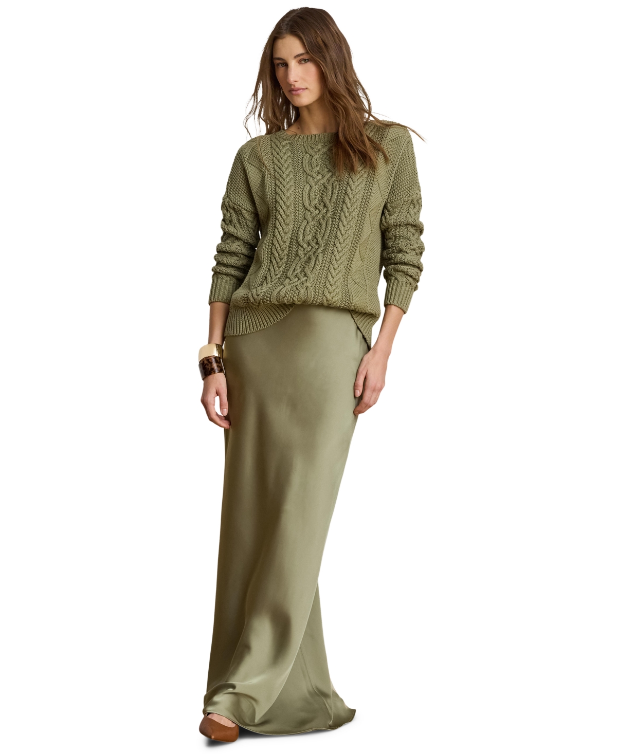 Lauren Ralph Women's A-Line Charmeuse Maxi Skirt