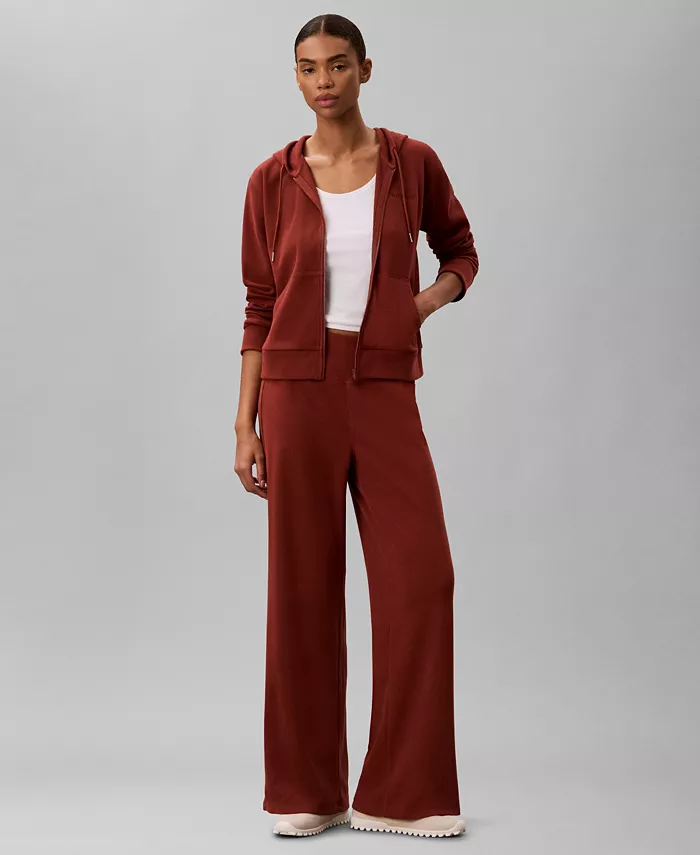 Women's Pull-On Waffle-Knit Relaxed-Fit Straight-Leg Pants - thumbnail 2