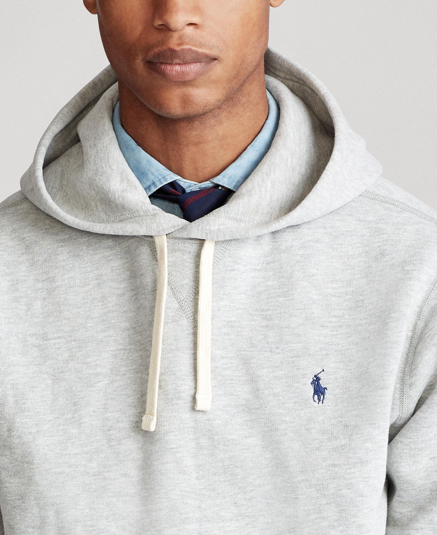 Мужское худи Polo Ralph Lauren Fleece, цвет: Меланжевый — фото 3