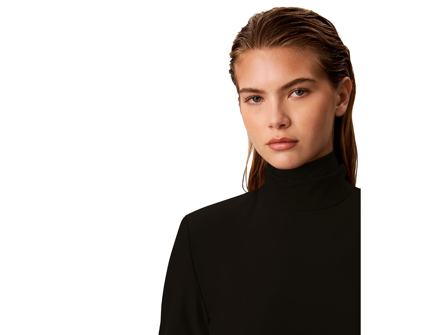 Женское платье Calvin Klein Petite Belted Long-Sleeve Turtleneck A-Line, цвет: Чёрный — фото 4