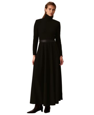 Petite Turtleneck Long-Sleeve A-Line Sweater Dress