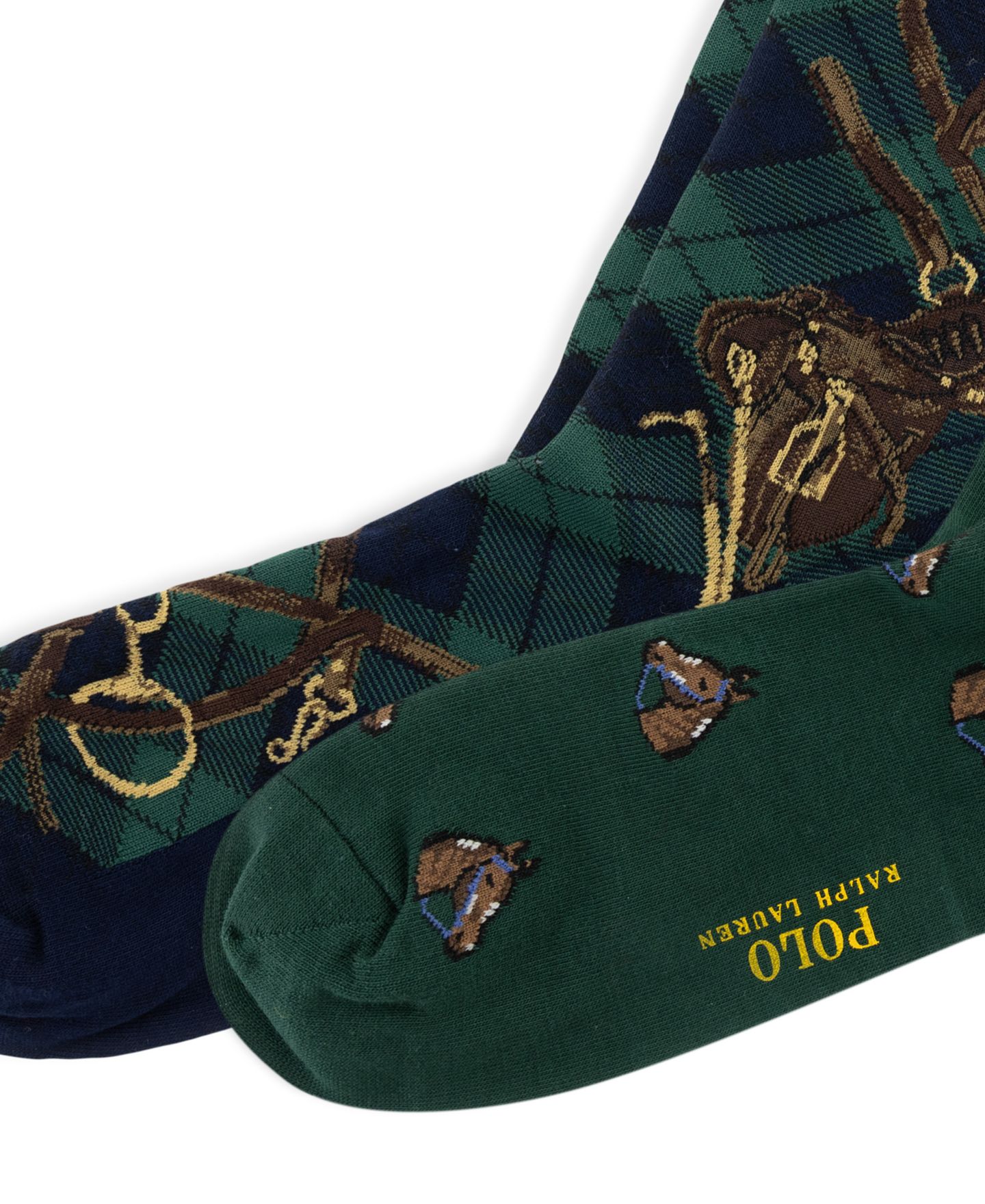 Носки для мужчин, средней высоты, в рубчик, 2 шт. — Polo Ralph Lauren, цвет: Тёмно-зелёный — фото 3