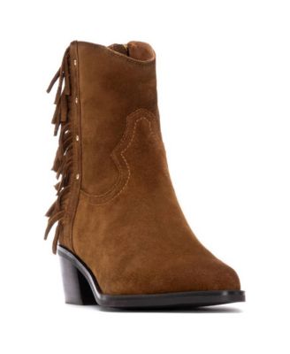 Women's Suede Fringe Ankle Booties Carmela Collection