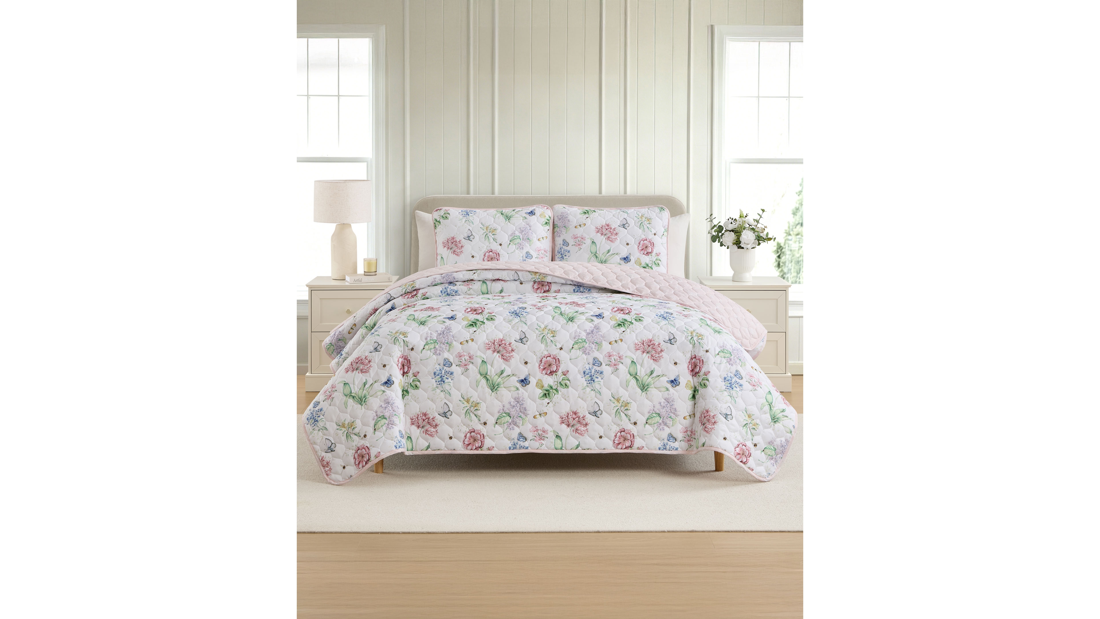Lenox Butterfly Meadow Reversible 2-Piece Quilt Set, Twin/Twin Xl