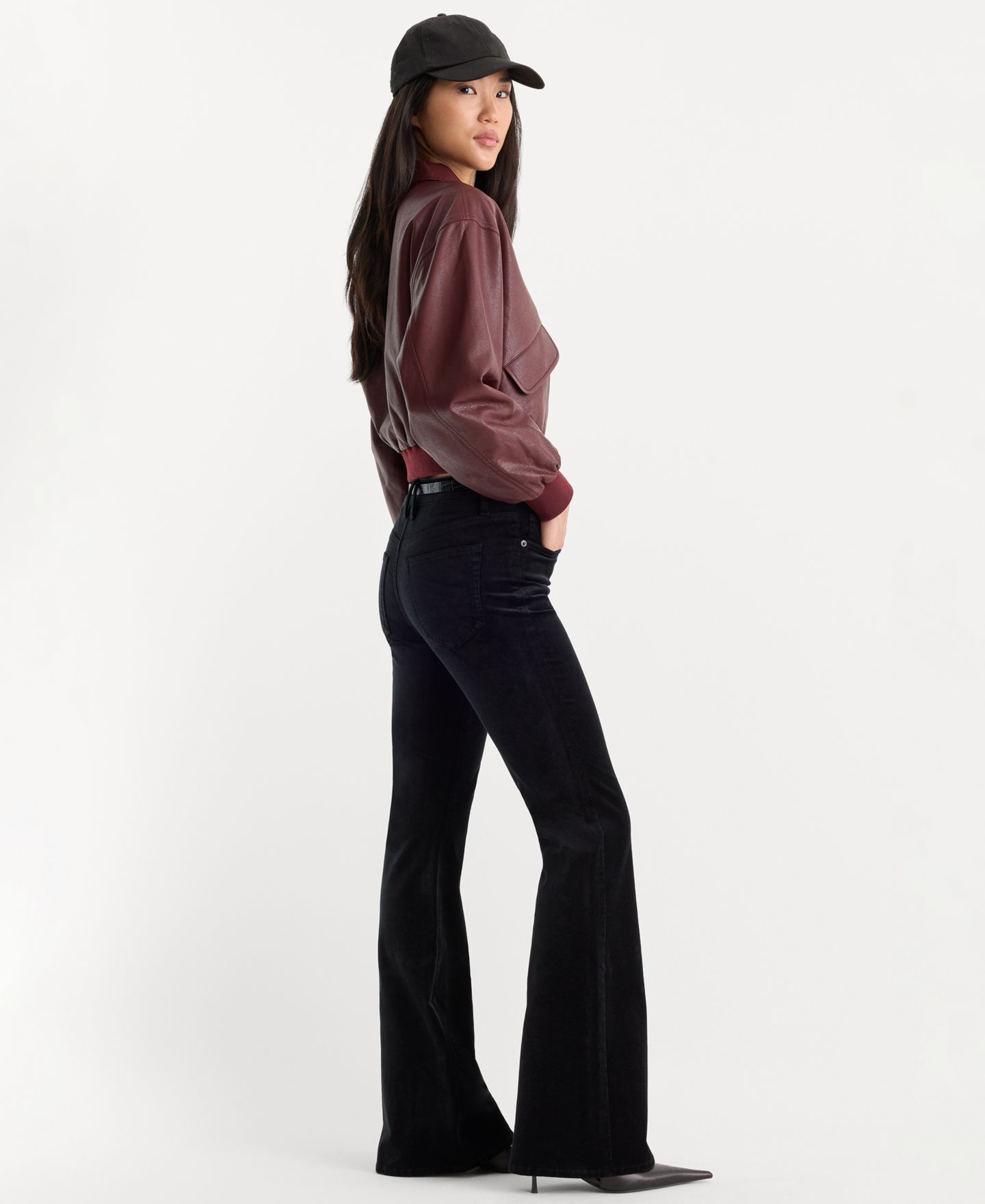 Женские джинсы Good American Good Legs High-Waisted Velvet Flare, цвет: Чёрный — фото 3
