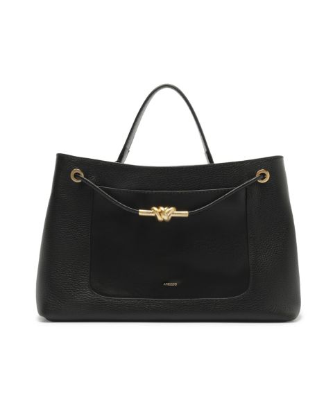 Женская сумка Arezzo Delphine Large Leather Shopper, цвет: Чёрный