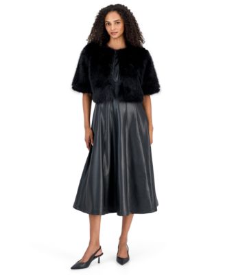Women's Kissing Front Cropped Faux Fur Shrug