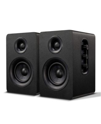 3 Inch Active Bookshelf Speakers Bluetooth 5.0 HiFi Sound Carbon Fiber Drivers with Treble Bass Adjustment