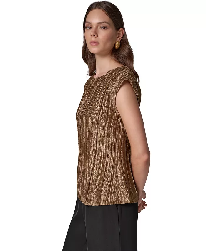 Women's Sleeveless Pliss&eacute; Blouse - thumbnail 3