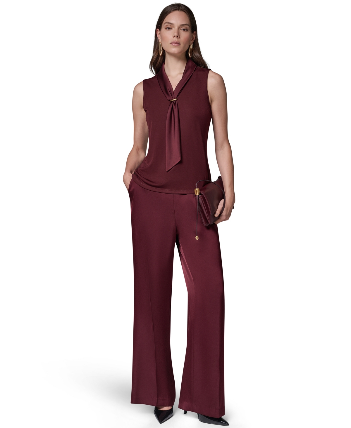 Donna Karan New York Women's Sleeveless Tie-Neck Blouse