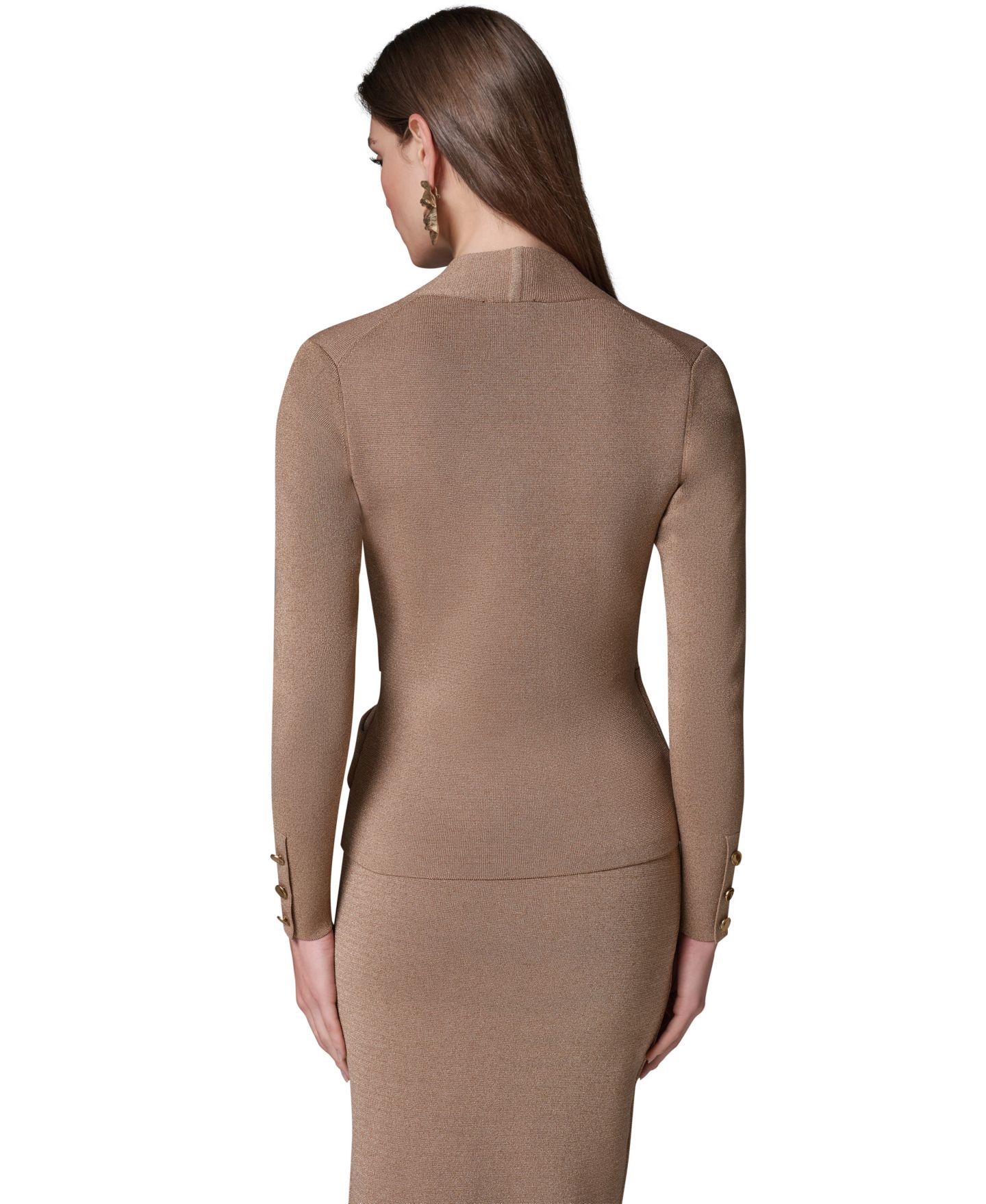 Женский свитер Donna Karan New York V-Neck Long-Sleeve Fitted, цвет: Верблюжий — фото 4