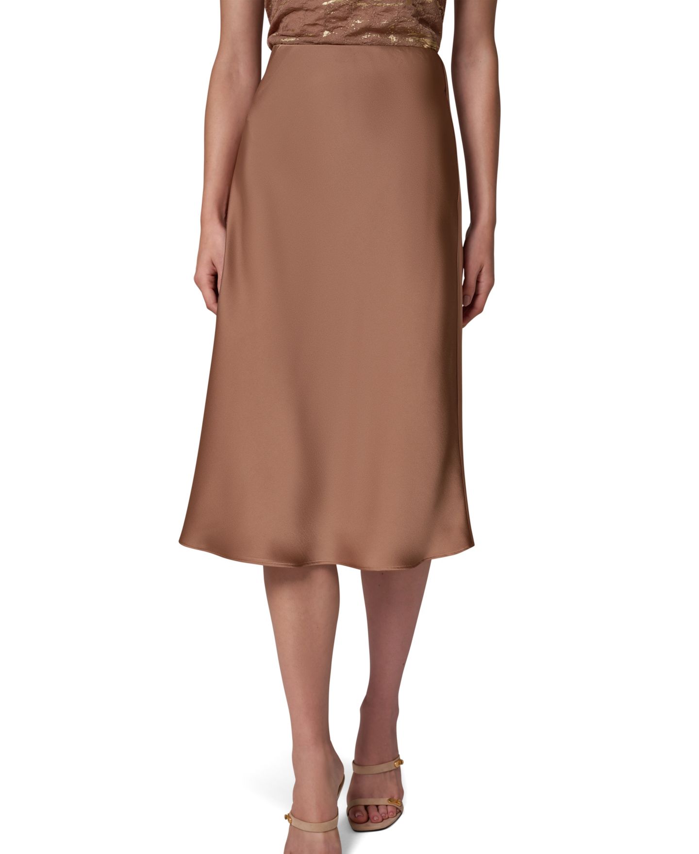 Женская юбка Donna Karan New York Midi A-Line High-Waisted, цвет: Верблюжий — фото 1