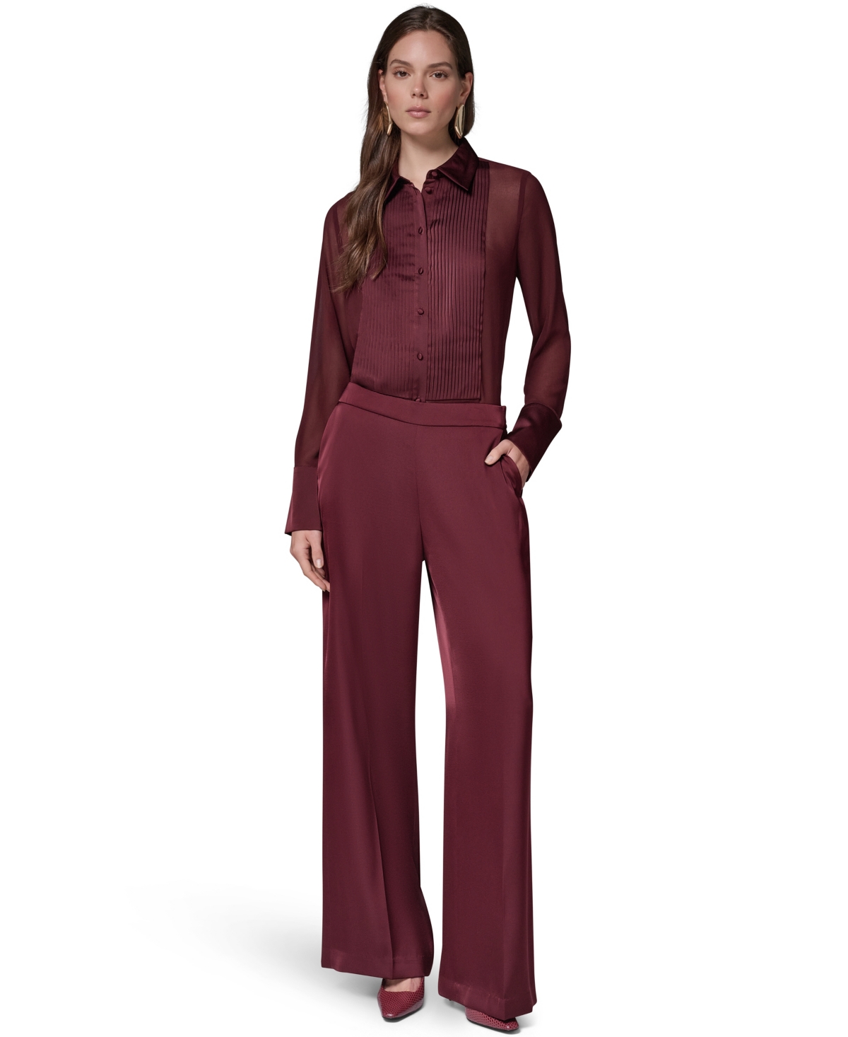 Donna Karan New York Women's Satin Wide-Leg Pants