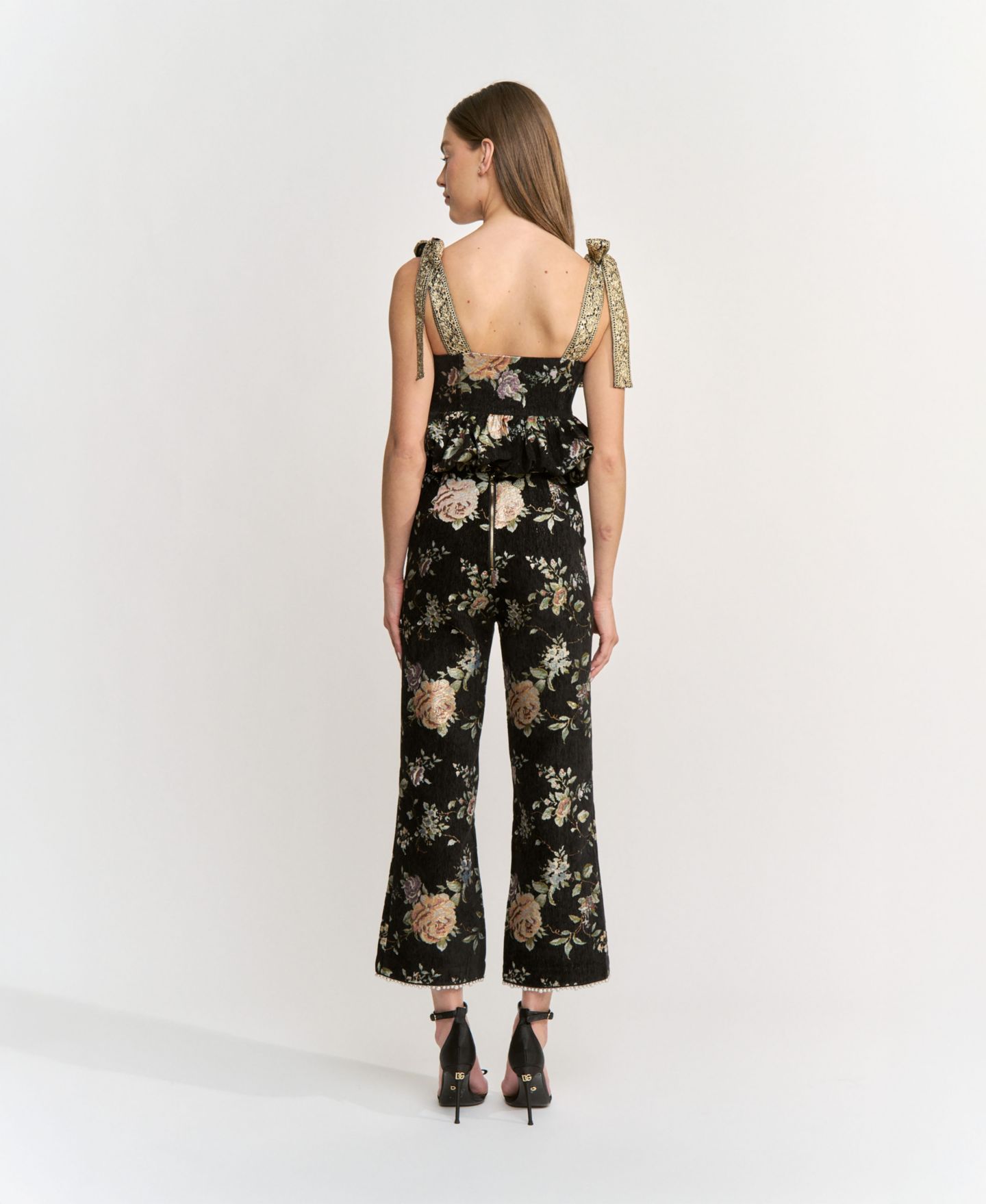 Женский топ En Saison Jasmine Floral-Print Square Neck Crop, цвет: Чёрный разноцветный — фото 5