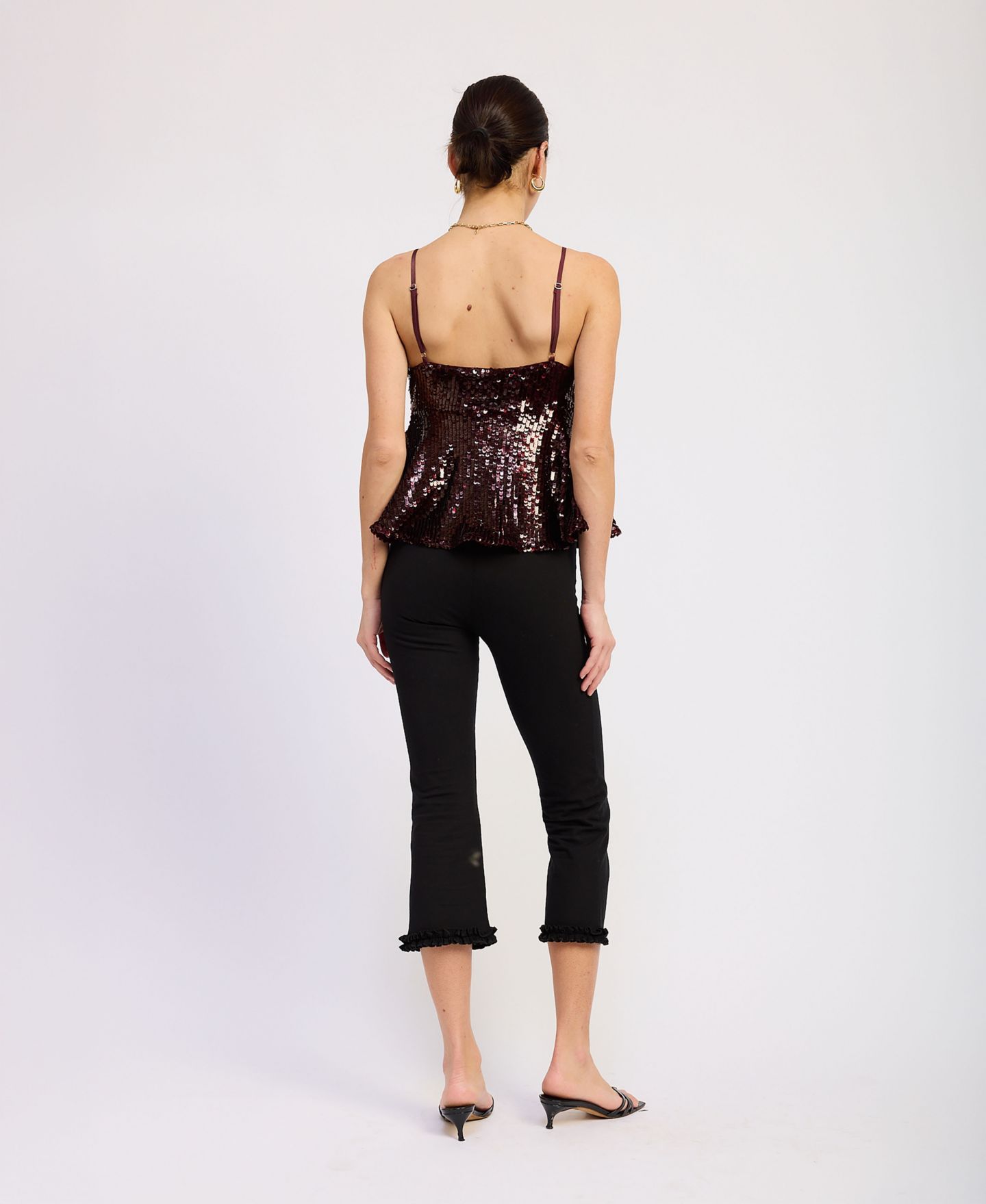 Женский топ En Saison Sasha Sequin Tie-Front Camisole, цвет: Бордо — фото 5