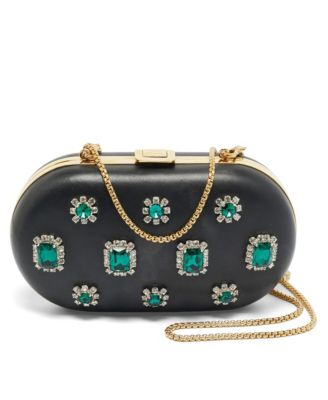 Women's Crystal-Embellished Leather Frame Clutch