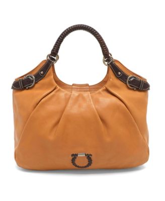 women's  Gancini Braided Handle Leather Hobo Bag