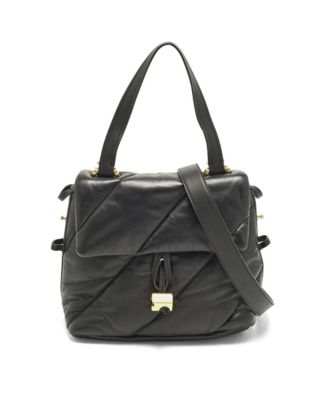 Nailed Quilted Leather Top Handle Bag