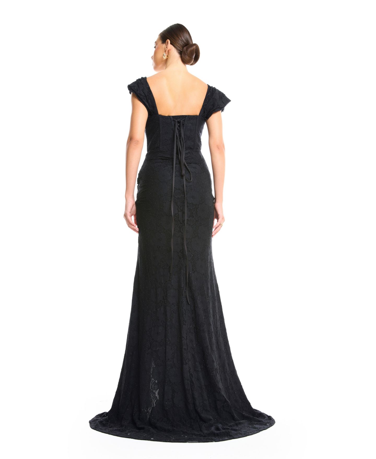 Женские платья AMRI Off-Shoulder Ruched Lace Gown, цвет: Чёрный — фото 5