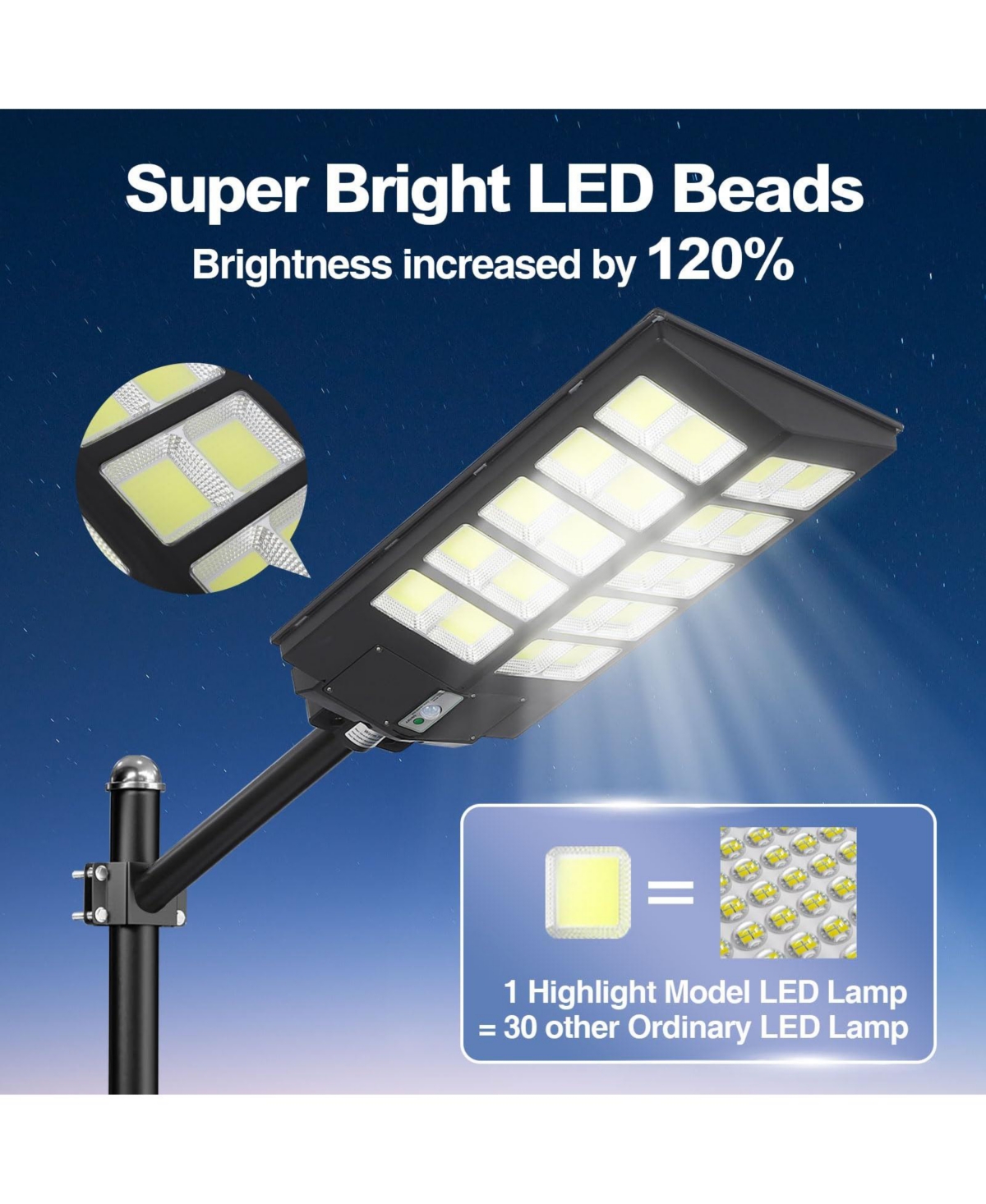 Maxsa 3-Pack 4000W Solar Street Lights, 6500K Led Parking Lot Lights with Motion Sensor, Remote, Dusk-to-Dawn, IP67 Waterproof, Yard and Driveway