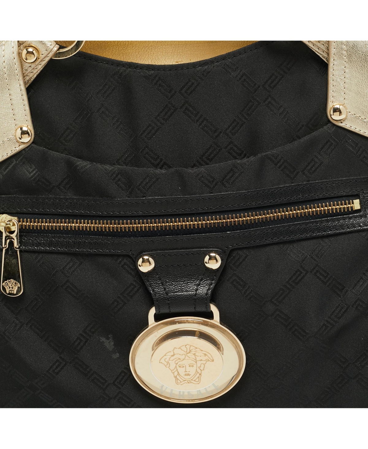 Pre-Owned Versace Medusa Signature Nylon and Leather Tote