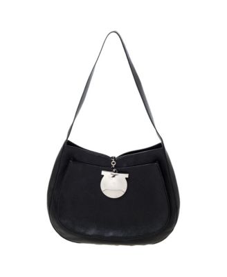 Gancini Clasp Leather Hobo Bag