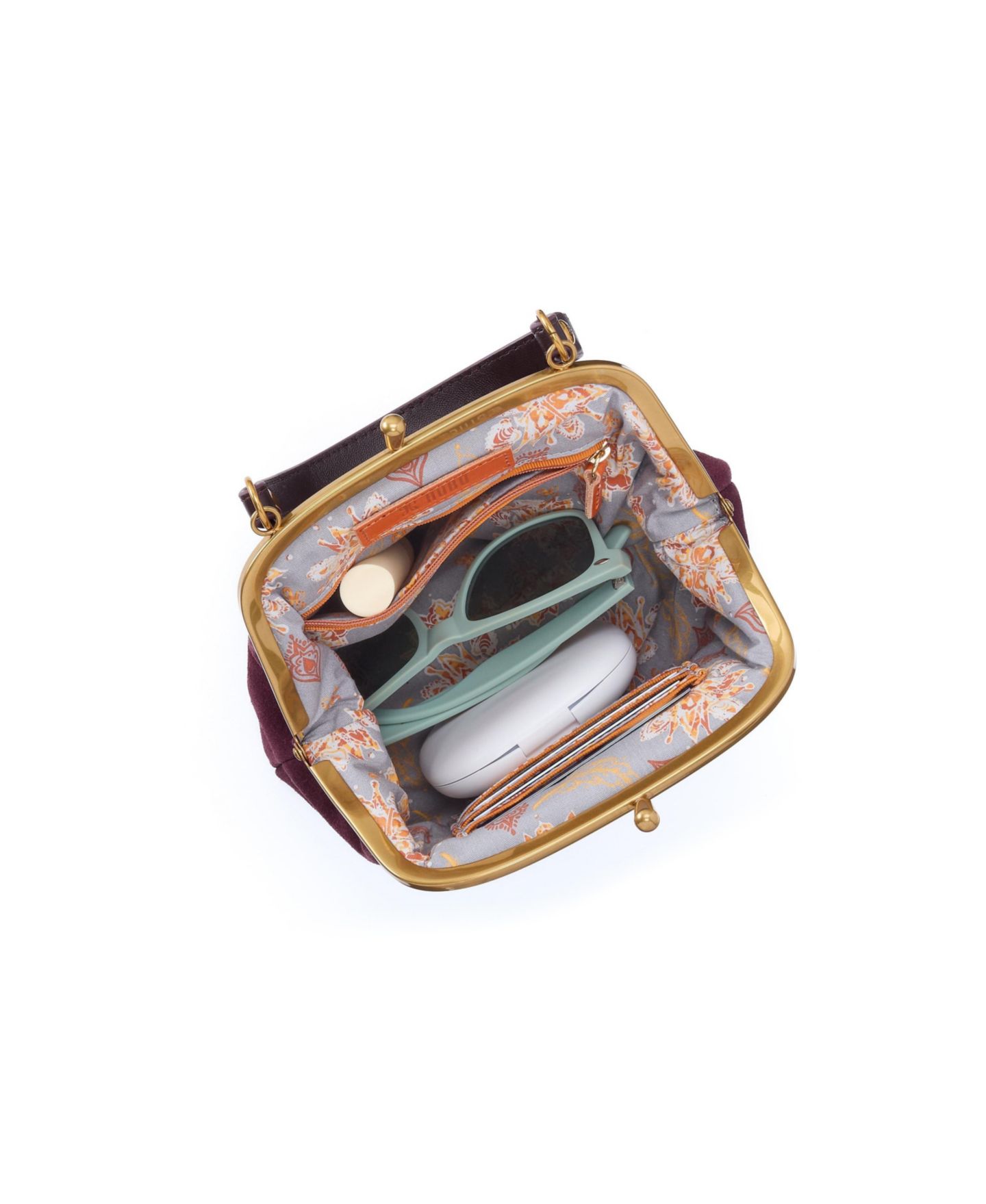 Женская сумка HOBO Alba Frame Clasp Closure Leather Crossbody, цвет: Тёмный вишнёвый — фото 3