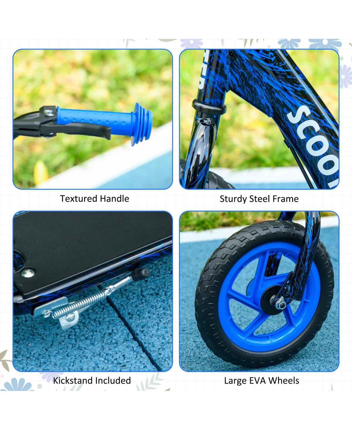 Qaba Kids Kick Scooter Big Wheel with Adjustable Handlebar