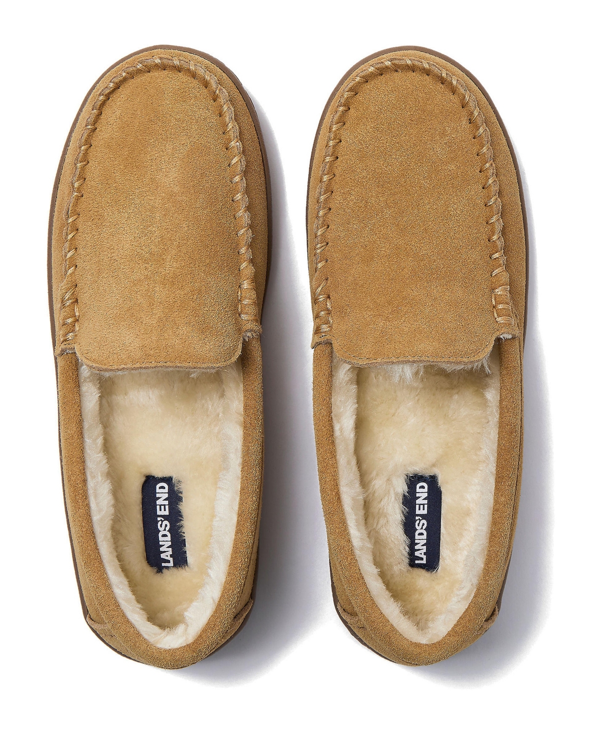 Lands' End Women's Fuzzy Lined Suede Moccasin Slippers