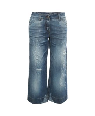 Women's Distressed Denim Capri Jeans