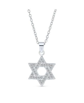 Cubic Zirconia Star of David Pendant Necklace 14K Gold Plated Silver Jewish Gift