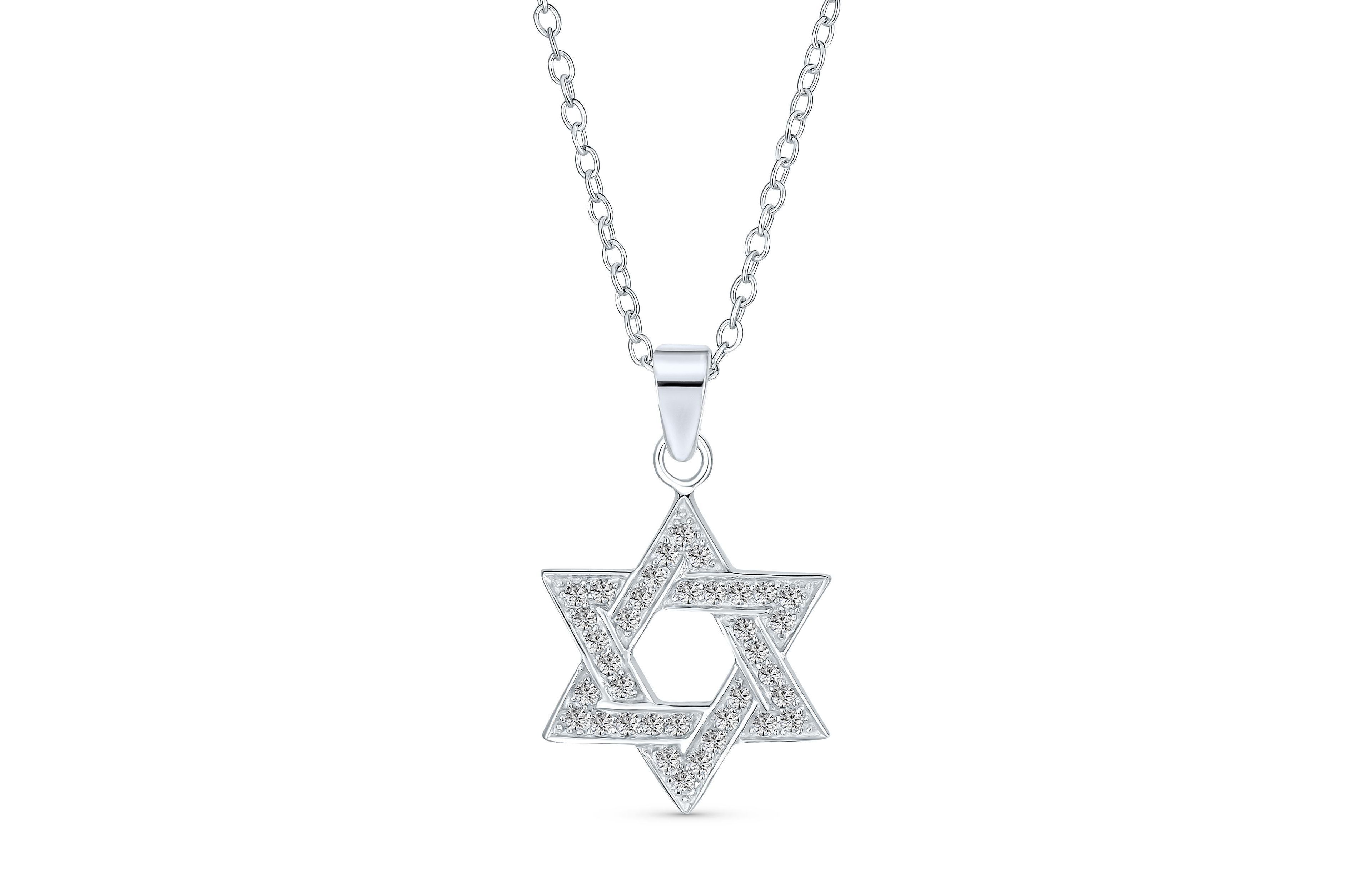 Bling Jewelry Cubic Zirconia Star Of David Pendant Necklace