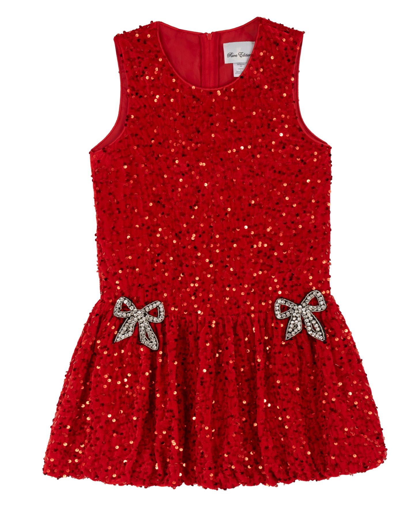 Платье Rare Editions Sequin Velvet Fit & Flare Bubble для девочек, цвет: Красный — фото 4