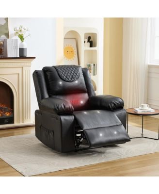 Manual Recliner Heating and Massage, 155 degrees) Adjustable Backrest, Side Pockets and Remote Control, Living Room, Bedroom, Home