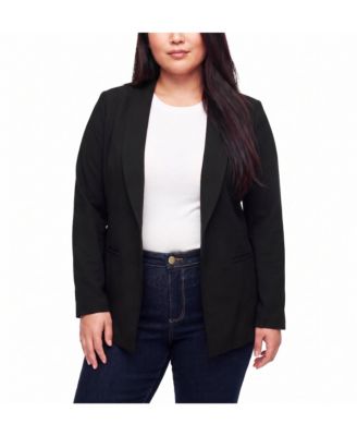 Plus Size Longline Shawl-Collar Blazer