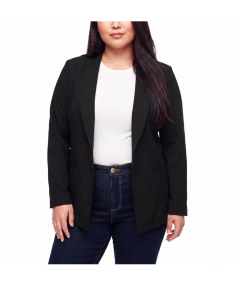 Женский пиджак Torrid Plus Size Longline Shawl-Collar Blazer, цвет: Глубокий чёрный