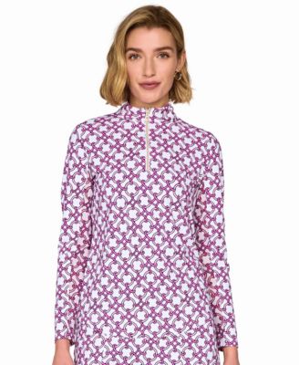Women's Golf Mock-Neck Quarter-Zip Long-Sleeve Mesh Top