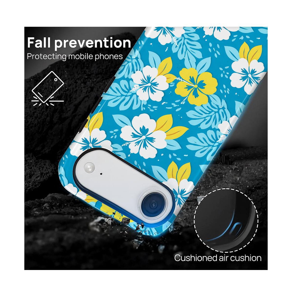 Lamicall Military Grade Dual Layer iPhone Case, Hibiscus Escape Shockproof Anti-Slip Protective Phone Cover