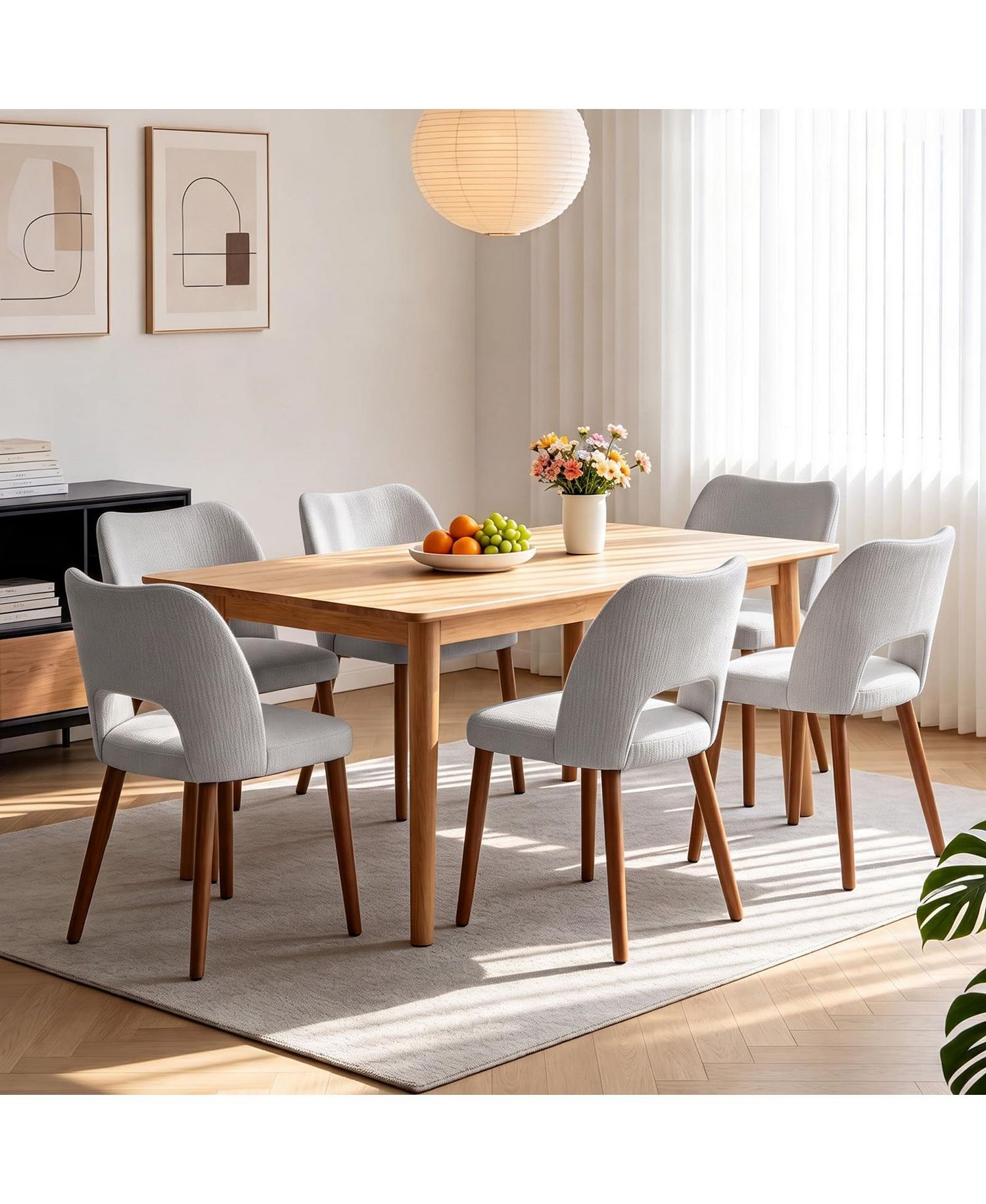 Set of 6 Homfan Modern Dining Chairs Sets with Hollow Back