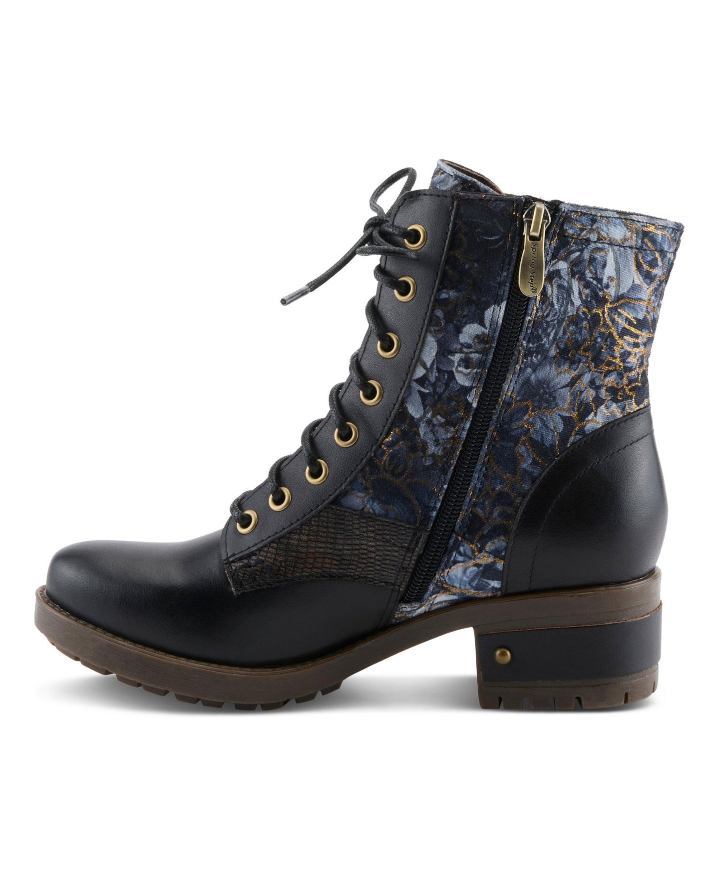 Женские ботинки L'Artiste Marty-flow Lace-up Boots with Tapestry Detail, цвет: Чёрный разноцветный — фото 2