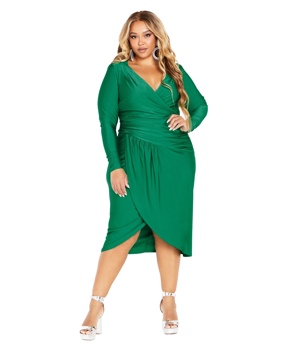 City Chic Plus Size Marissa Dress - Greenstone